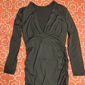 Black long sleeve ruched shein dress